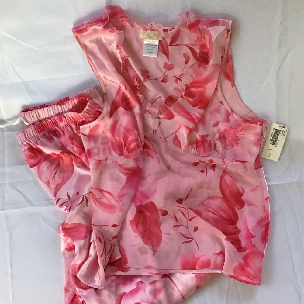 Y2K Pink Floral Sleeveless Pajama Set